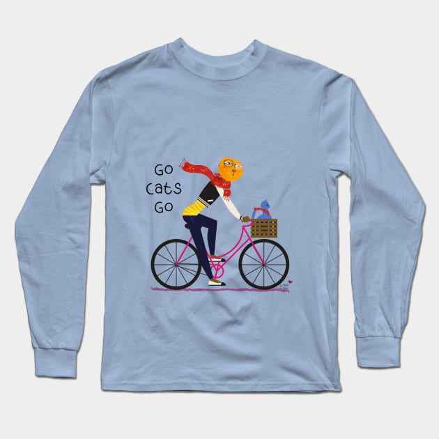 Go Cats Go Long Sleeve T-Shirt by Phebe Phillips